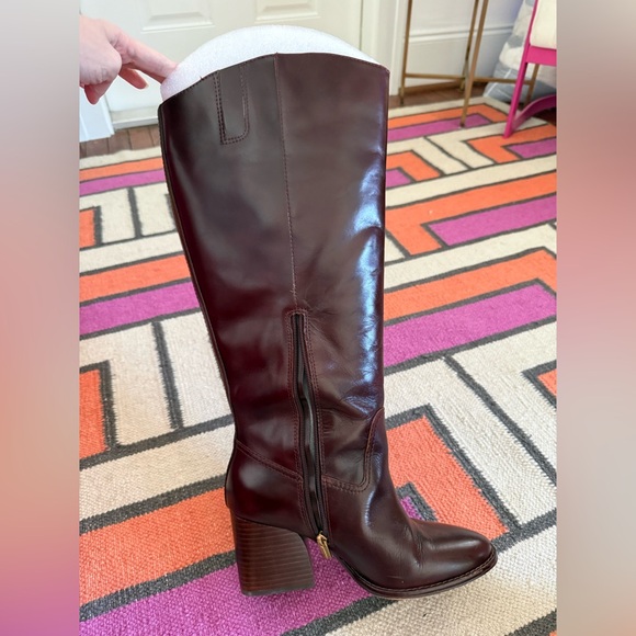 Vince Camuto Tall Leather Extra Wide Calf 9.5 Block-Heel Boots - Rich Mahogany - Picture 9 of 12